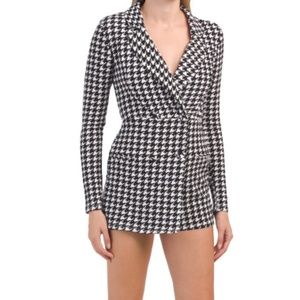 NWT ALMOST FAMOUS Houndstooth Blazer Double Breasted Mini Dress Romper S